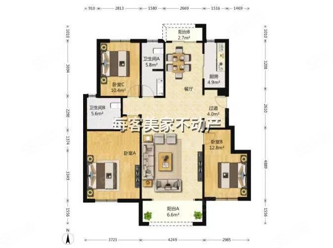 华润仰山红叶林3室2厅2卫141.06㎡南北480万