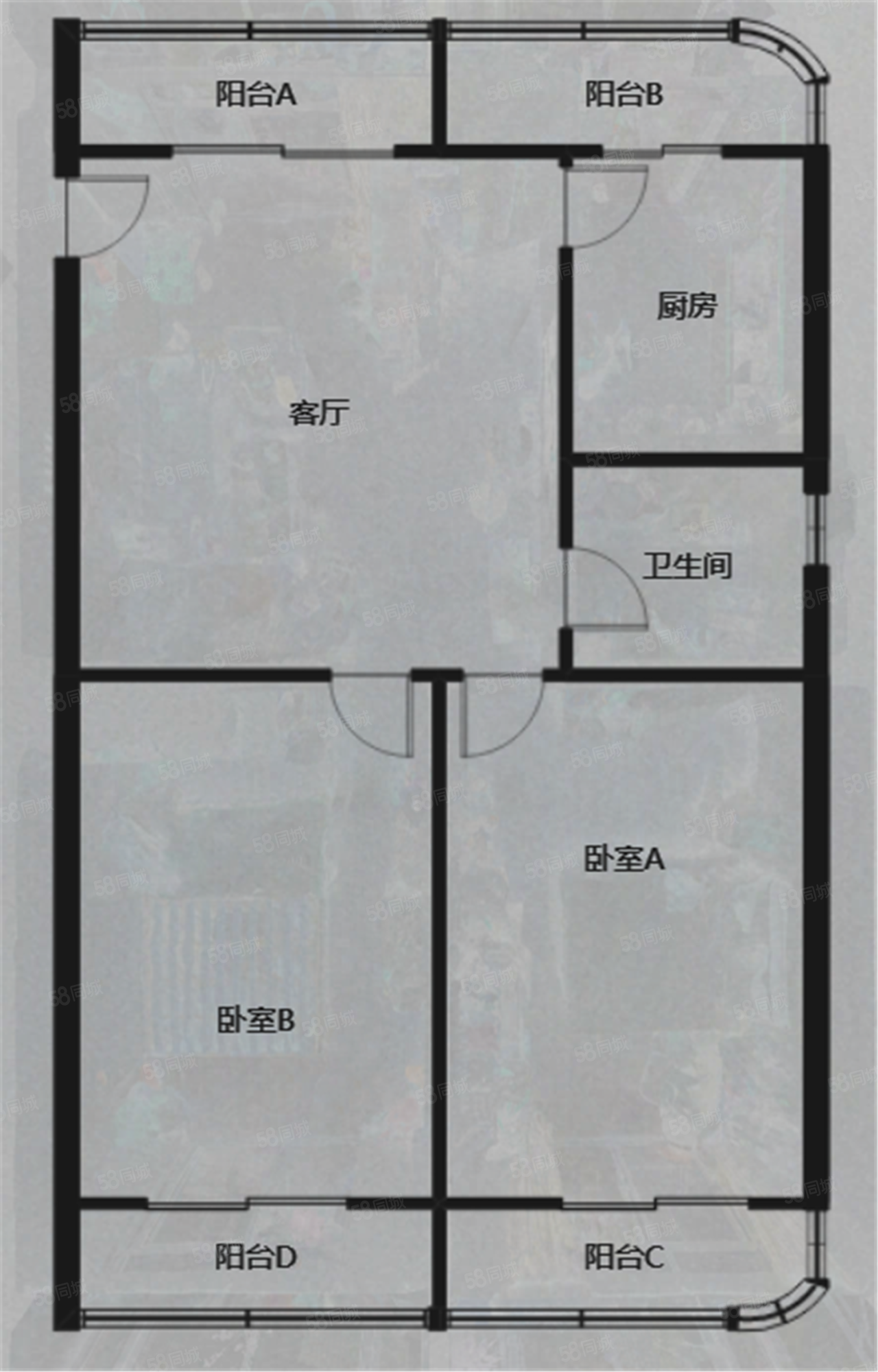 华南商业大厦2室1厅1卫129.23㎡南北116万