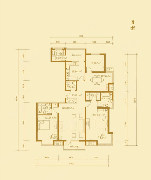 蓝调国际公馆4室2厅3卫192㎡南北1630万