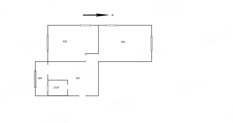 秀山里2室1厅1卫58㎡南北85万