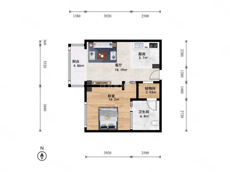 远中悦莱1室1厅1卫81.97㎡西780万