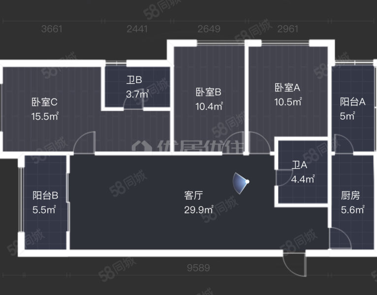 万科魅力之城(五期)3室2厅2卫103.58㎡东北112万