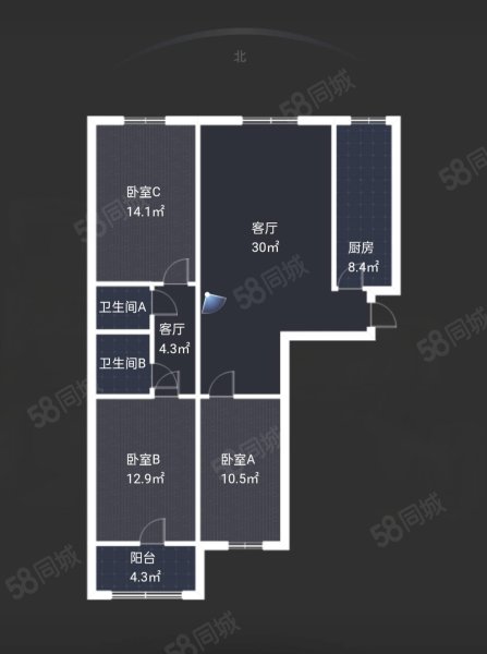 香兰雅居3室2厅2卫131.65㎡南北119万