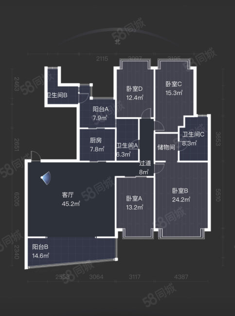 恒大雅苑4室2厅2卫209.47㎡南北215万