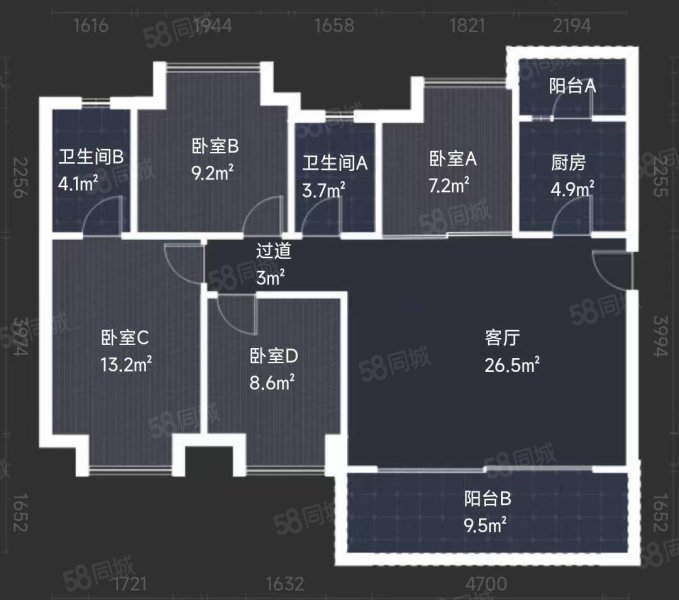 金茂悦龙山4室2厅2卫115.24㎡东南142万