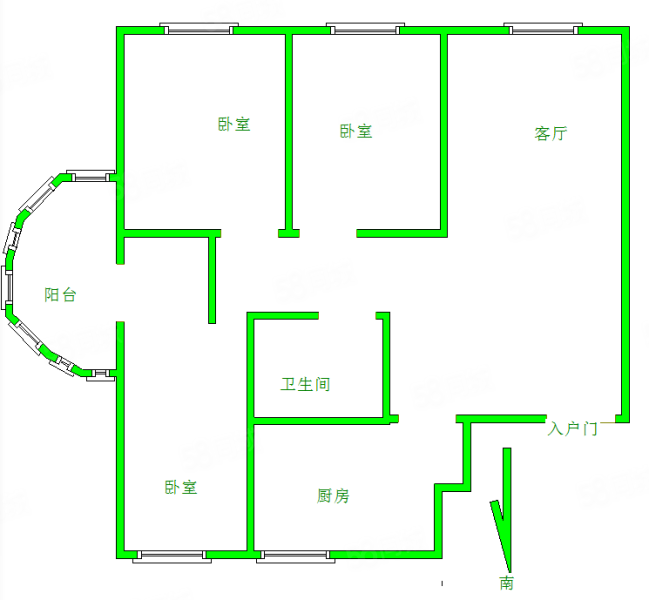 东方御越庄园3室2厅1卫112㎡南北90万