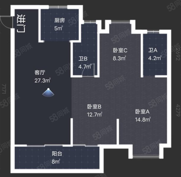 中建壹品澜悦3室2厅2卫113㎡南北55万