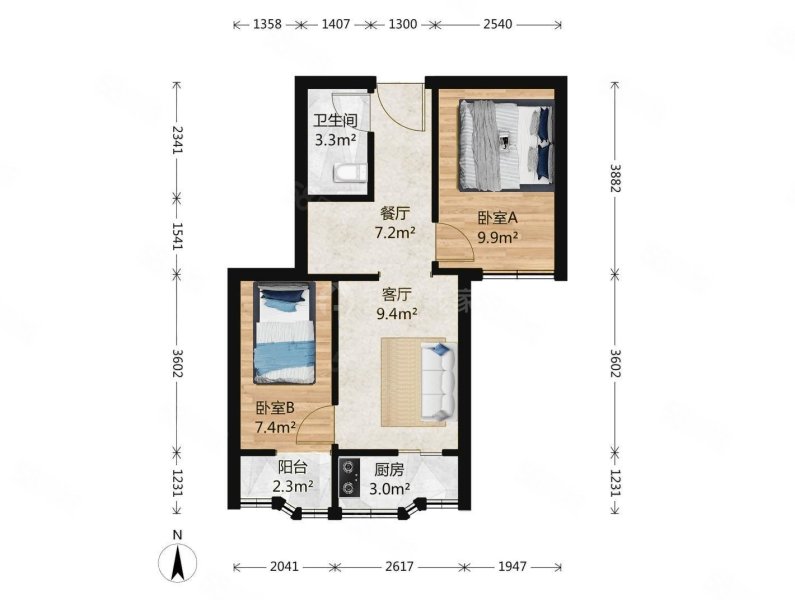 福怡苑小区(北区)2室1厅1卫56.39㎡南270万