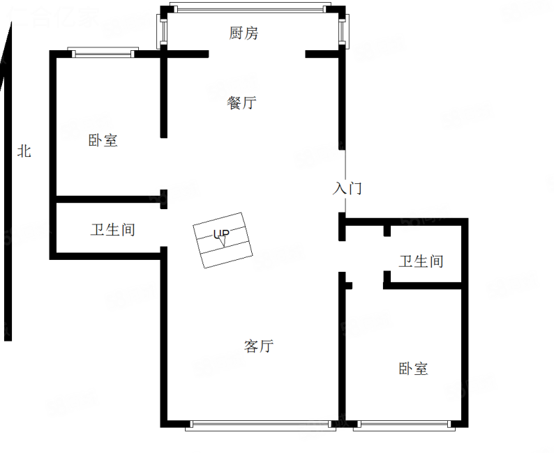 都市港湾2室2厅2卫126㎡南北130万