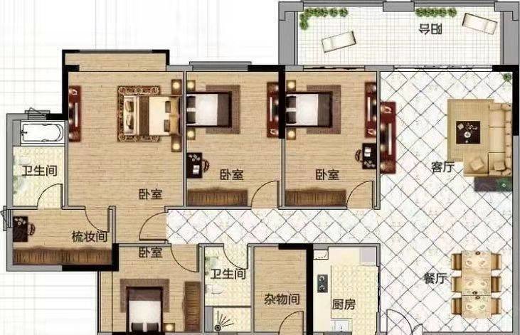 金桂园4室2厅2卫125㎡南北145万