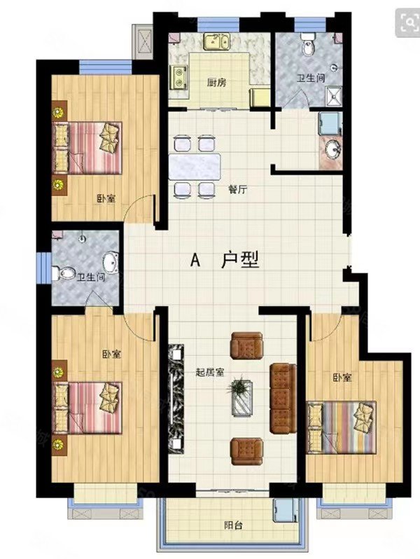 古运新苑3室1厅1卫93㎡南101.8万