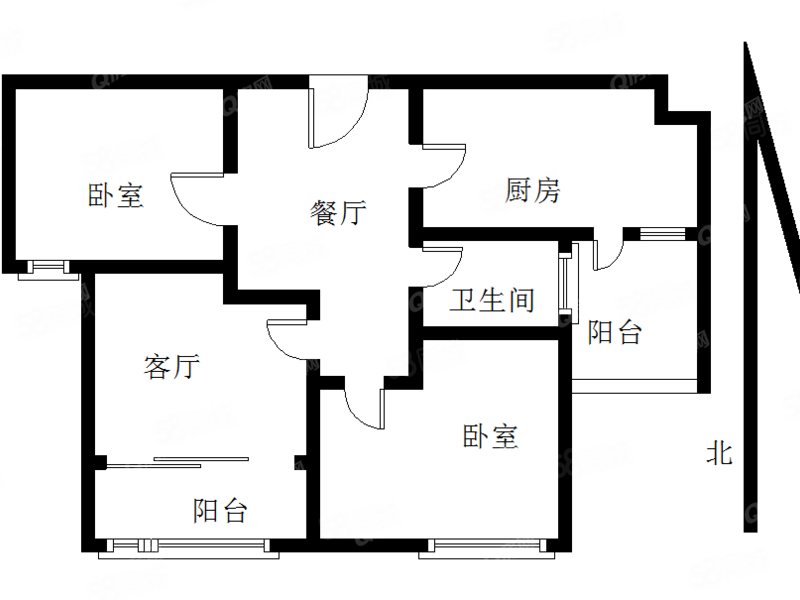 银领时代花园2室2厅1卫87.22㎡南105万