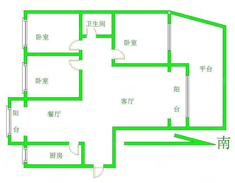 棕榈泉3室2厅1卫123㎡南北94万