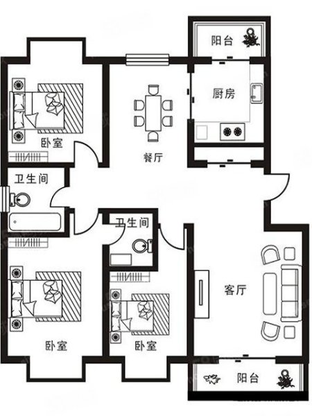 君泰大厦(天山区)3室2厅1卫125.65㎡南86万