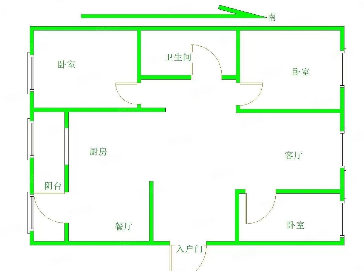 伊泰华府B区3室2厅1卫132㎡南北129万