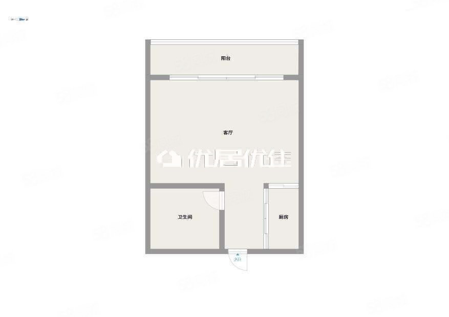 融昌邕江银座1室0厅1卫34.96㎡南北27.5万