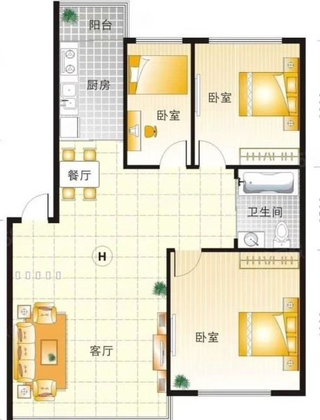 江璟台3室2厅1卫120㎡南北80万