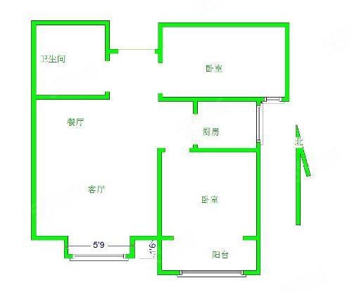 城市印象2室2厅1卫94.07㎡南北115万