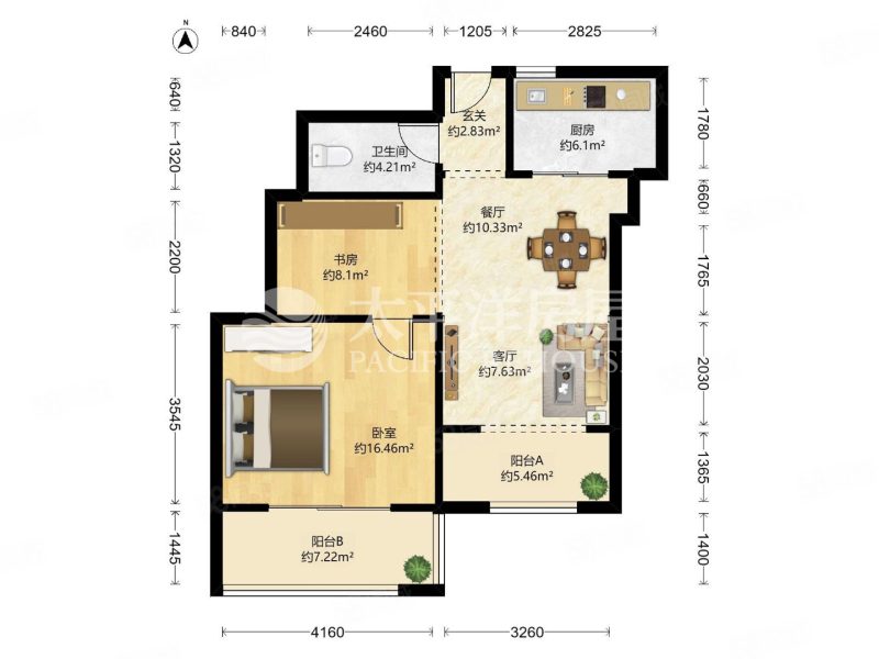 招商雍华苑(公寓住宅)1室1厅1卫74.45㎡南北445万