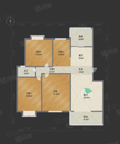 凯旋都汇广场4室2厅1卫150㎡南北116万