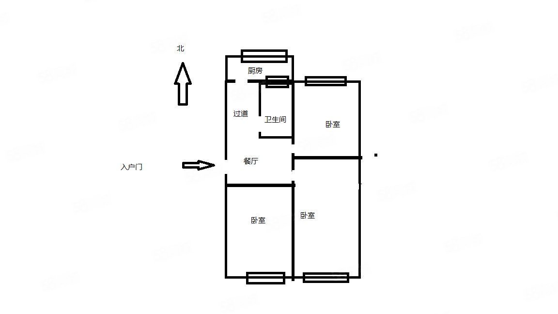 和平西路443号院3室1厅1卫71㎡南北95万