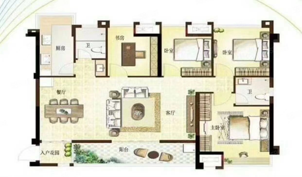 中铁城吉第4室2厅2卫118.6㎡南北110万