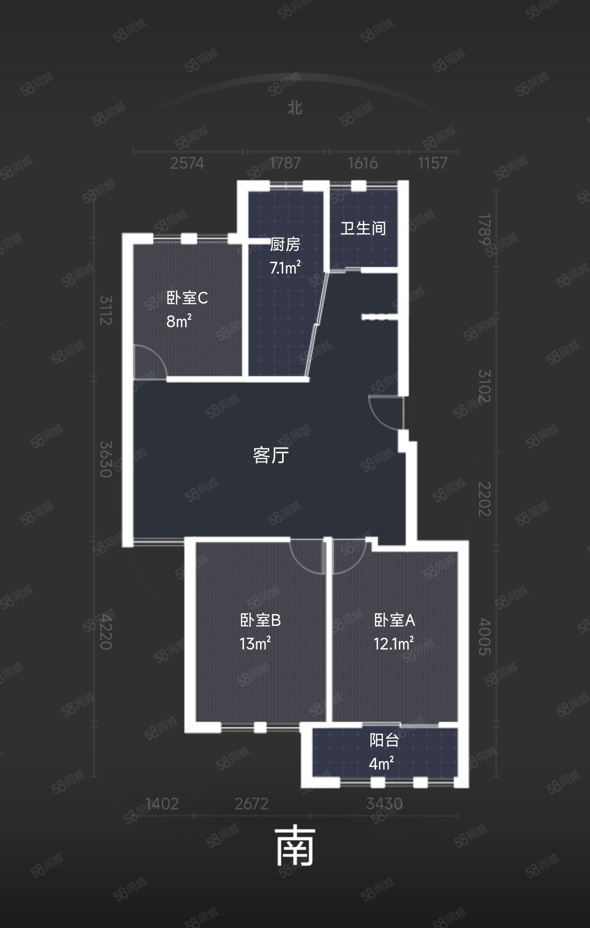 格兰春天铂园3室2厅1卫90.2㎡南210万