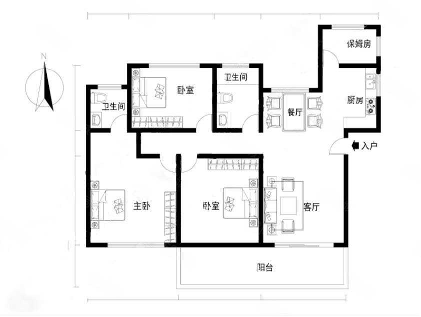国贸天琴湾(二期公寓)3室2厅2卫156.75㎡南1150万