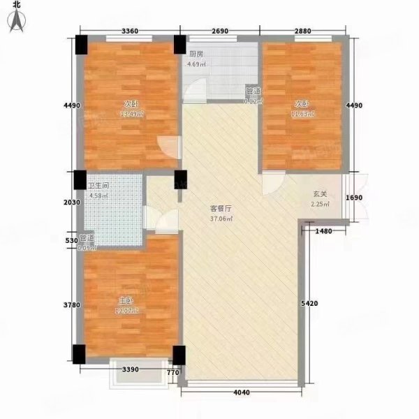 顺和苑3室2厅1卫121㎡南北112.8万