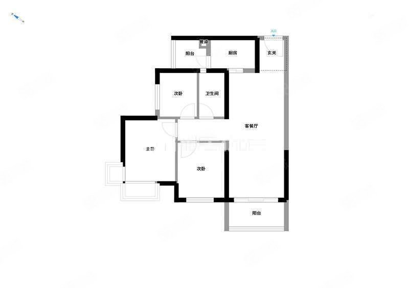 华润二十四城3室2厅2卫75.75㎡南北100万