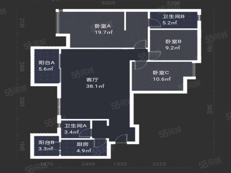 中国水电云立方3室2厅2卫121㎡南185万