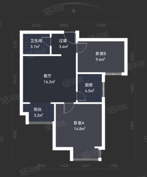 华府御城2室1厅1卫75.11㎡南89万