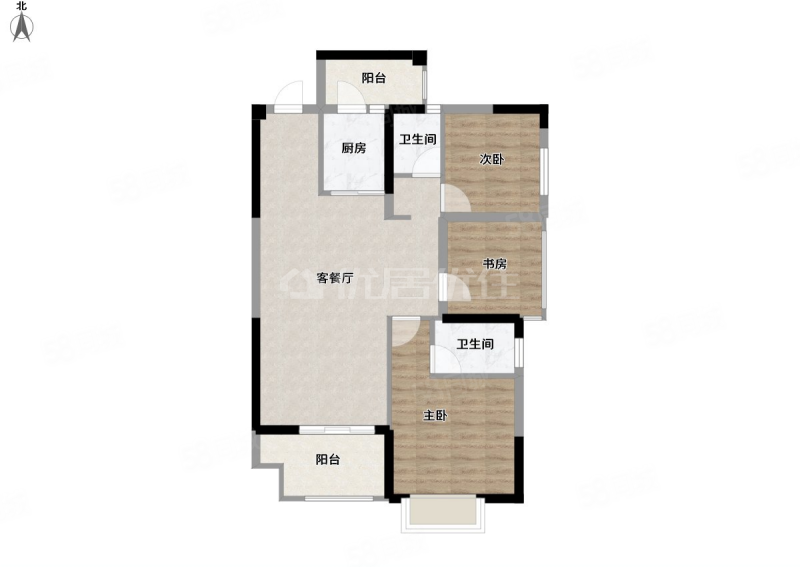 荣耀江南3室2厅2卫97㎡西北112万