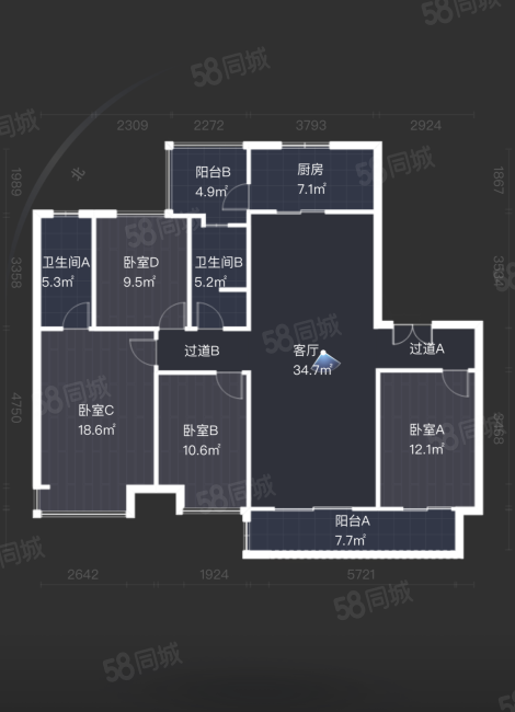 卓越樾山府4室2厅2卫143.53㎡西南199万