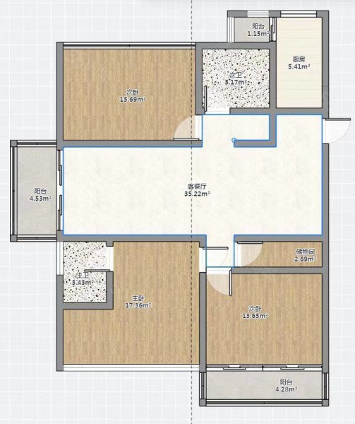 紫薇南路148号楼3室2厅2卫135㎡南北165万