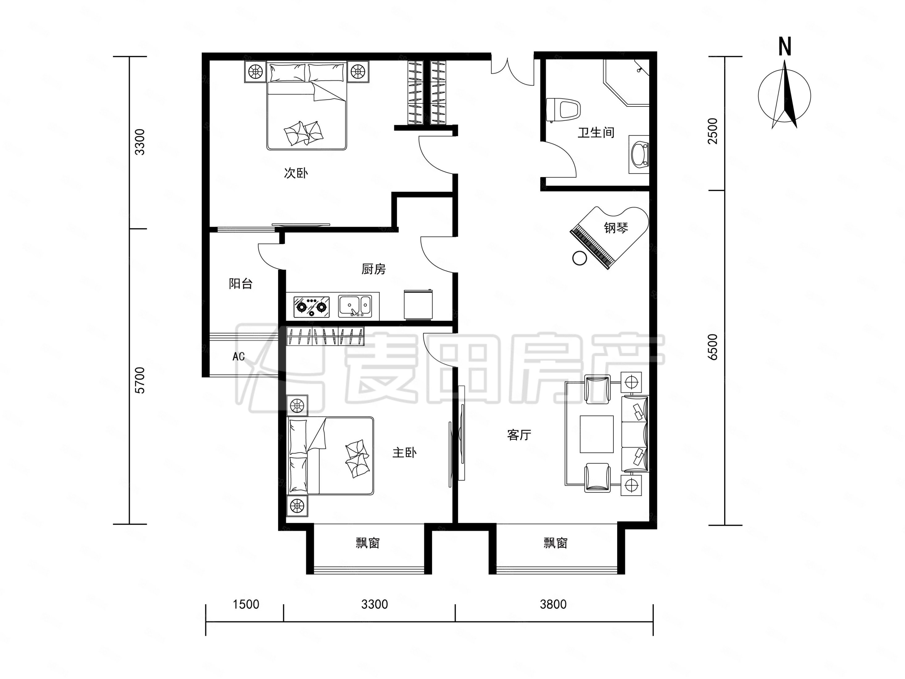 润泽公馆2室2厅1卫88.21㎡南780万