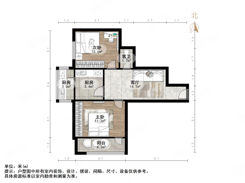 棋盘小区(三区)2室1厅1卫66㎡南北109万