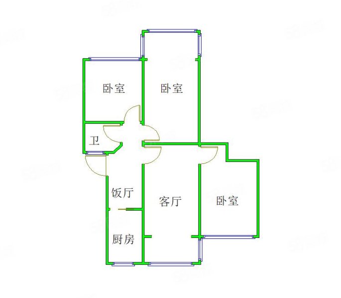 石人西路33号院3室2厅1卫100.44㎡南北110万