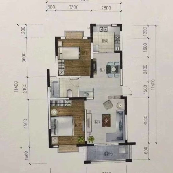 京华御景苑2室2厅1卫79㎡南北142万