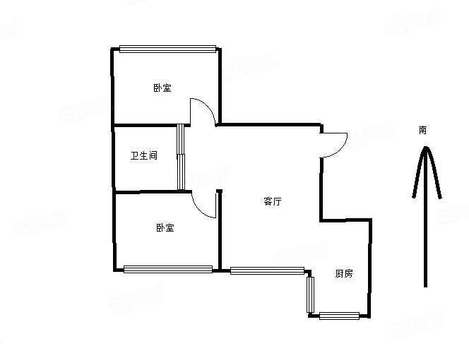 新星宇福苑(二期)2室1厅1卫78.51㎡南北90万