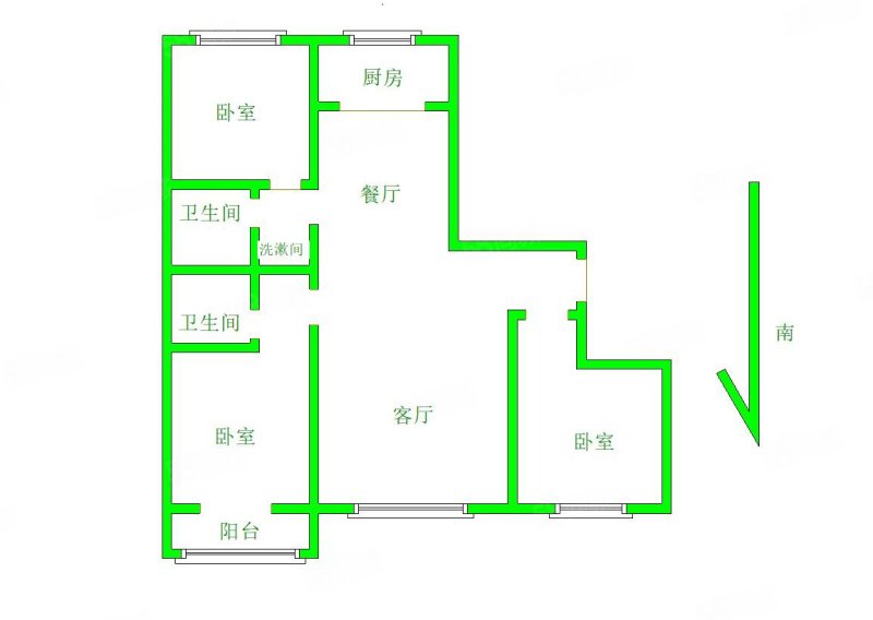 衡达地标3室2厅2卫115.32㎡南北80.5万