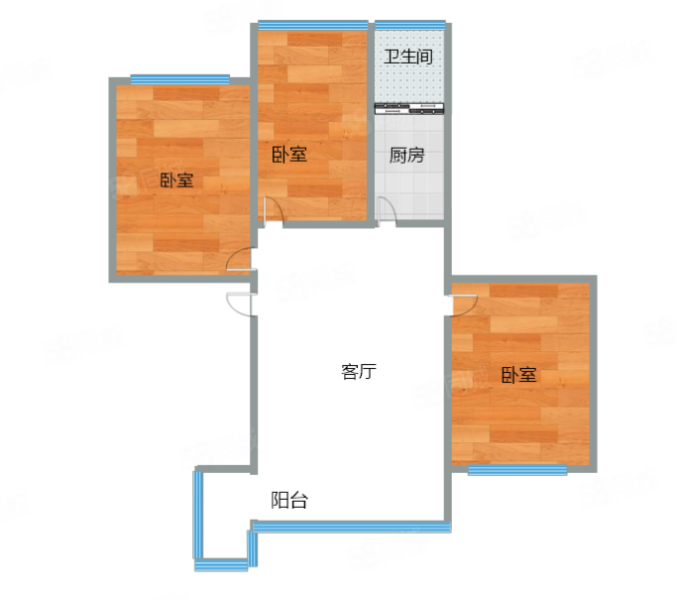 广园东路小区(越秀)3室1厅1卫69.92㎡南北240万