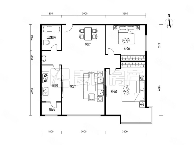 合生国际花园(东区)2室2厅1卫97㎡东南980万