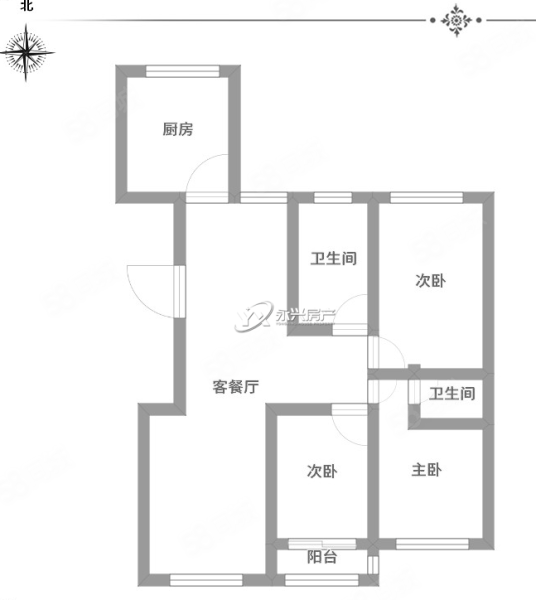 御景东方3室2厅2卫145.7㎡南北93万