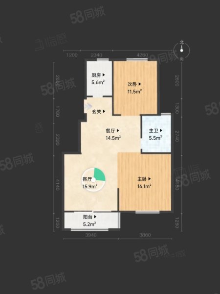 芦园北区2室2厅1卫93㎡南170万