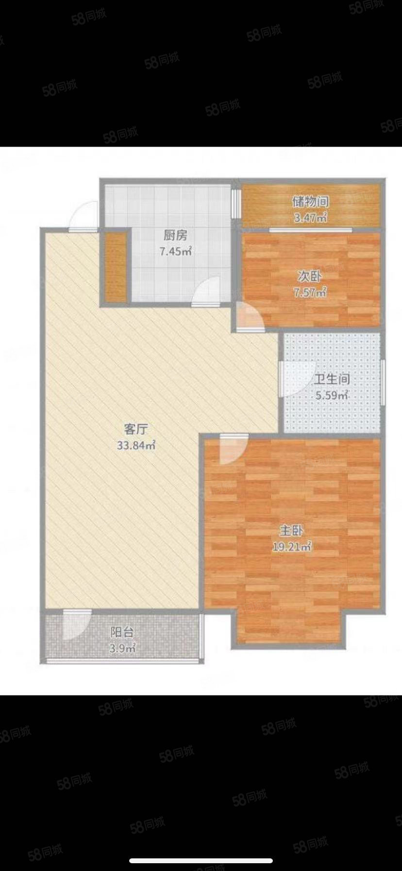 民防小区2室1厅1卫88㎡南北30万