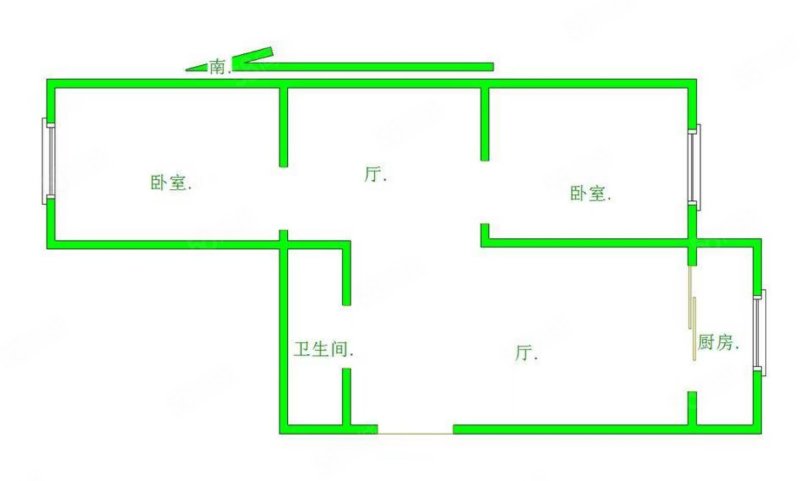龙门大市场综合楼2室1厅1卫77㎡南北16万