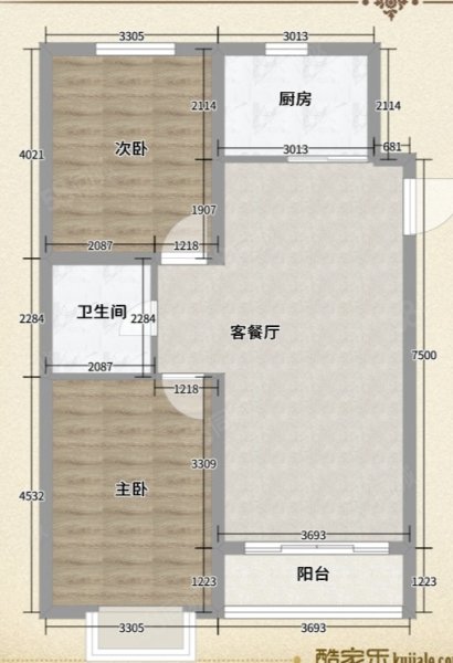 豪景花园2室2厅1卫120.04㎡南北119.5万