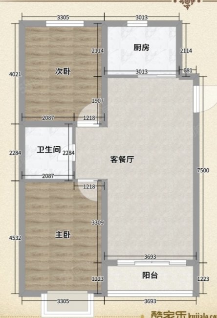 豪景花园2室2厅1卫120.04㎡南北119.5万