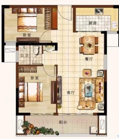 清塘雅居2室1厅1卫88㎡南北58万